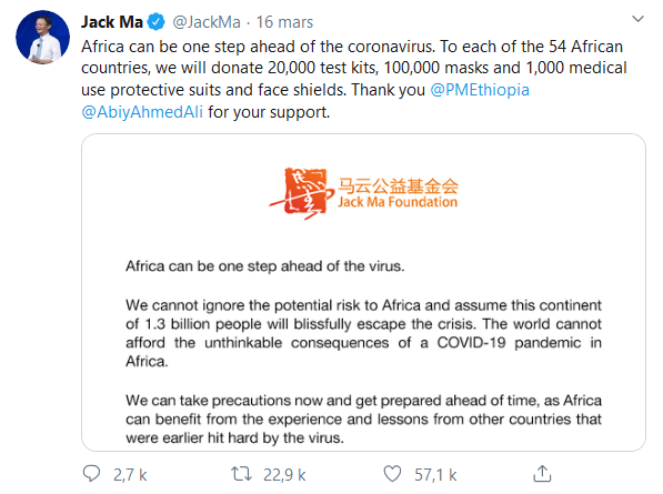 Tweet de Jack Ma